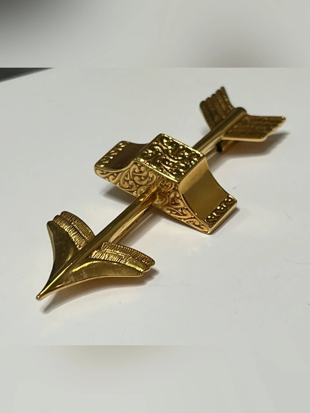 Signed AWR Designer Gold-tone Arrow Tie Bar/Pin